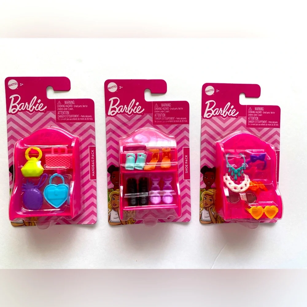 3 Pks Barbie Shoe, Handbag &‎ Headband Accessories